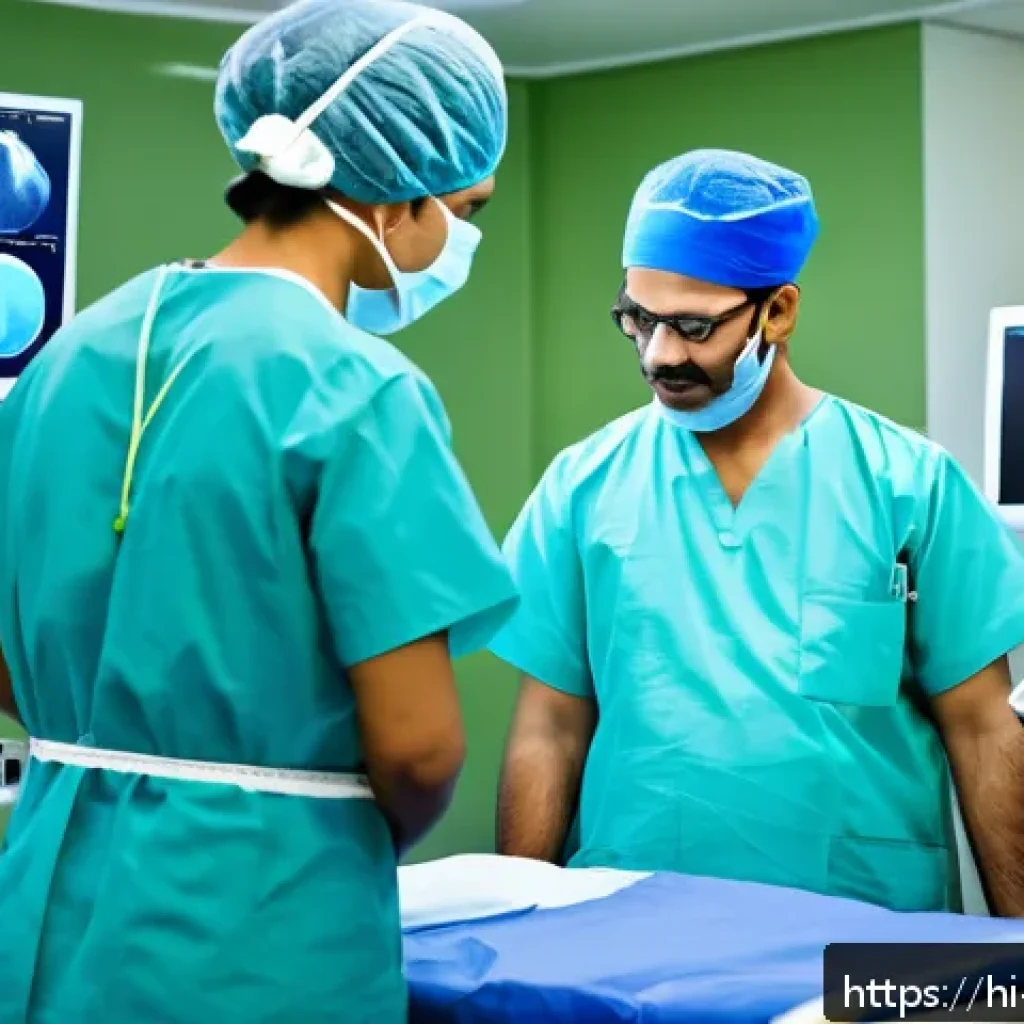 손목터널증후군 수술 병원 추천 - A professional Indian hospital surgical room equipped with advanced microsurgical instruments and ne...